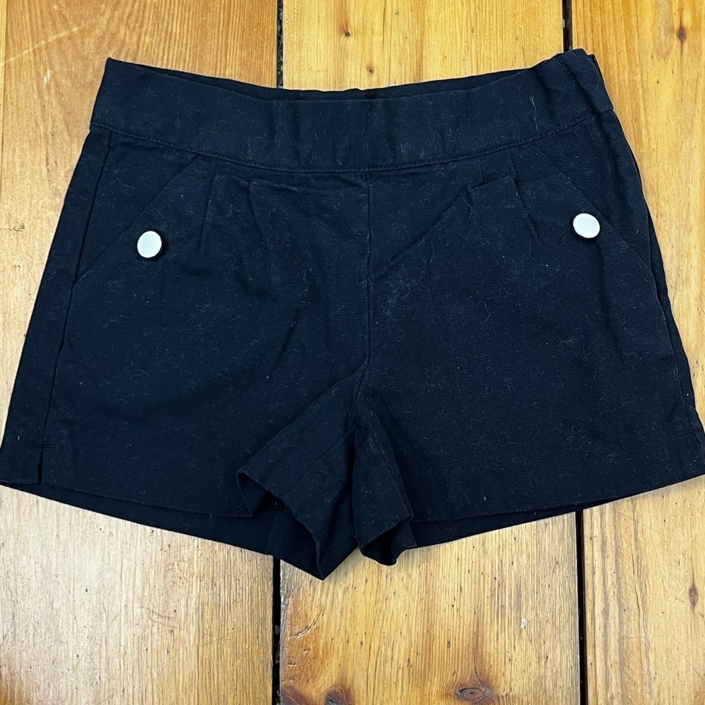 Janie and Jack Black Shorts Classic Button Detail Side Zipper Cotton Woven